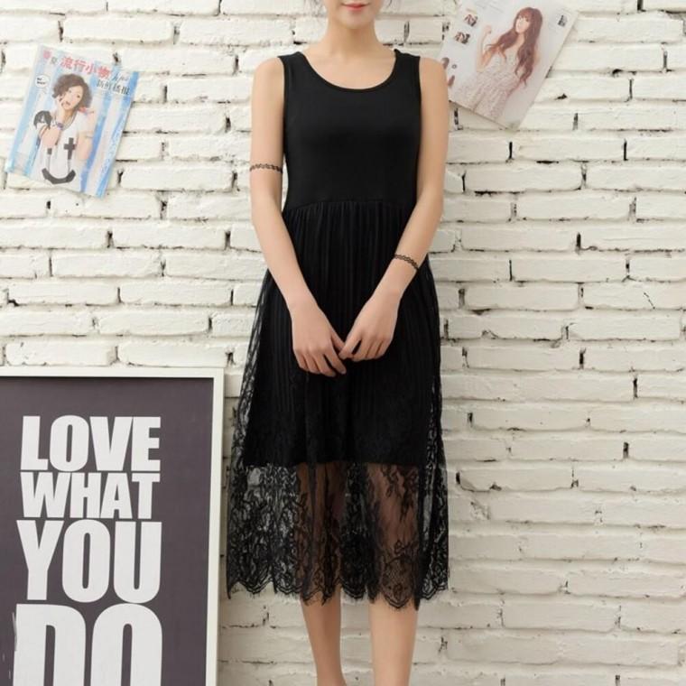 다양하게 활용할수있는 민소매 레이어드 레이스원피스