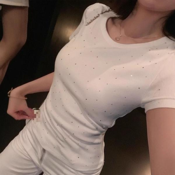 블링블링 큐빅 라운드 티셔츠