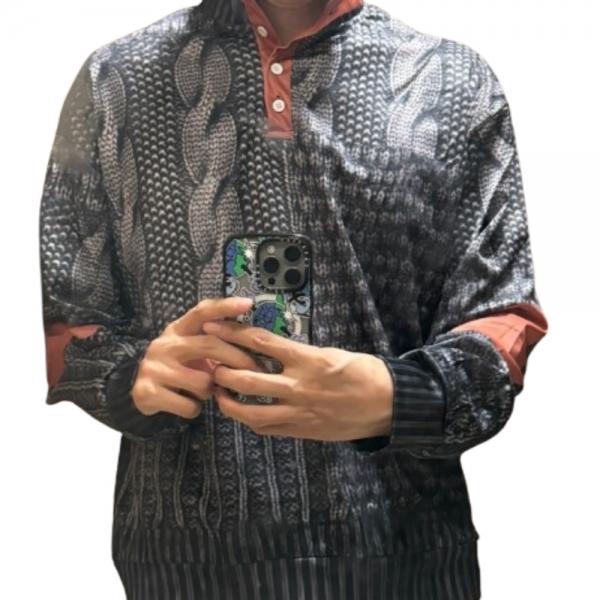 남자 헨리넥 가을 맨투맨 3D프린팅 티셔츠 착시효과 가을티