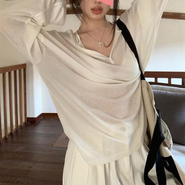 G126690_베이직 무지 시스루 스판 기본긴팔 티셔츠