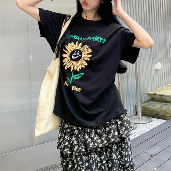 G126688_반소매 해바라기 나염티셔츠