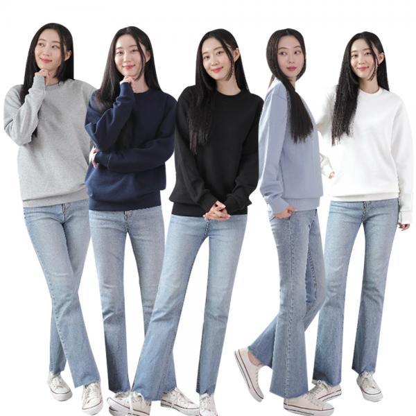 남녀공용 무지 맨투맨 티셔츠 쭈리 5컬러 남성 여성 긴팔 커플티 라운드넥 시보리 캐주얼 데일리