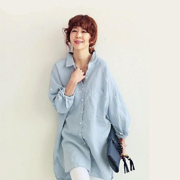 여성 데일리 2컬러 베이직 롱셔츠 LK-S003