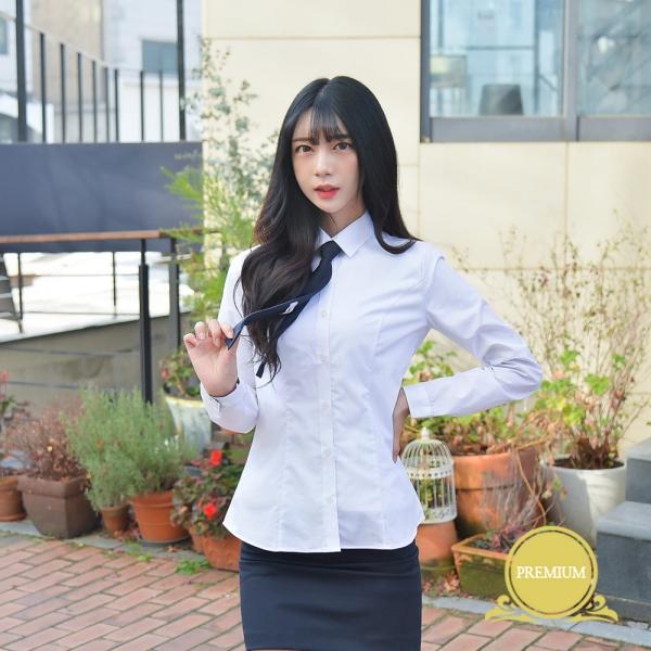 교복몰 프리미엄 스판 여성 각카라 셔츠 (파랑체크)