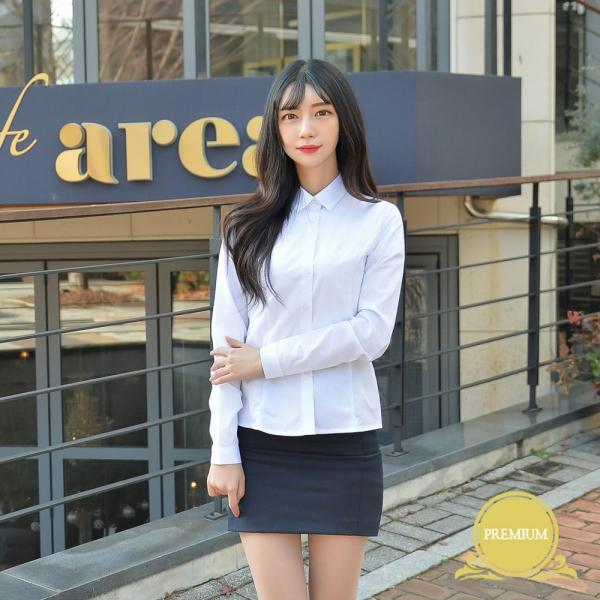 교복몰 여성 각카라 화이트셔츠 (각카라 밝은블루)