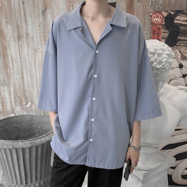 남성남방 드레스셔츠 캐주얼남방 오버핏 7부셔츠 INSUM93