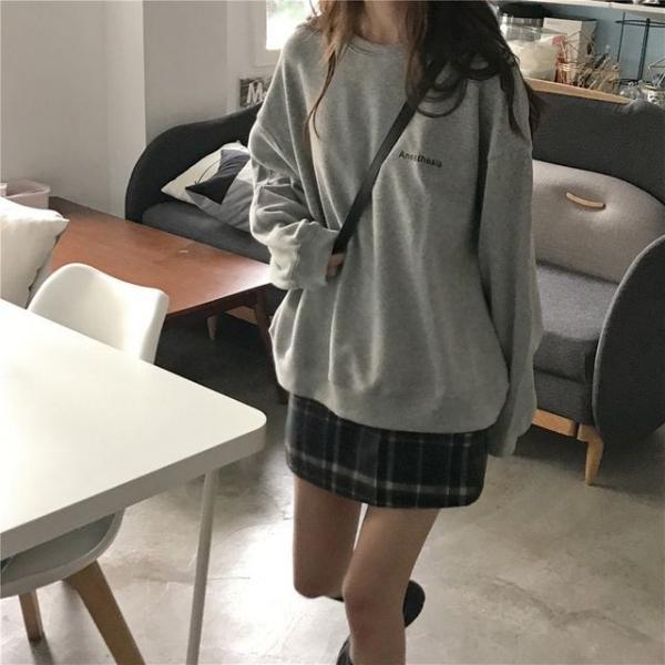 여성 레터링 오버핏 맨투맨 데일리 캠퍼스룩