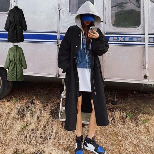 야상 캐주얼 롱 여성 후드 바람막이