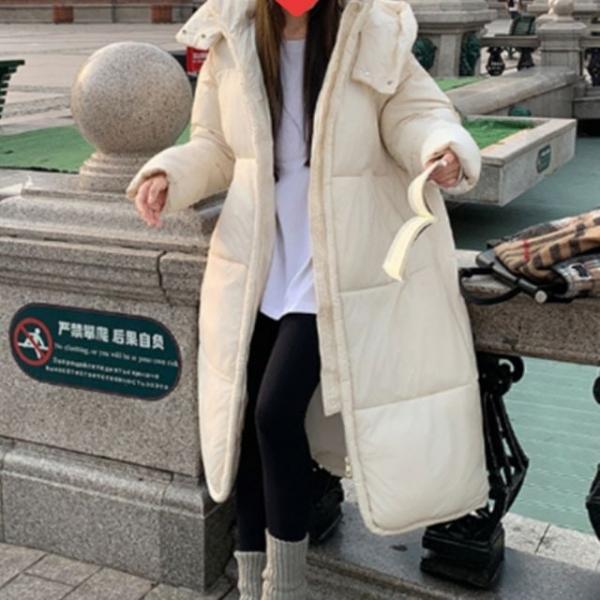 여성 하이넥 도톰한 후드 롱패딩 겨울 점퍼 1P 데일리 보온 잠바 아우터