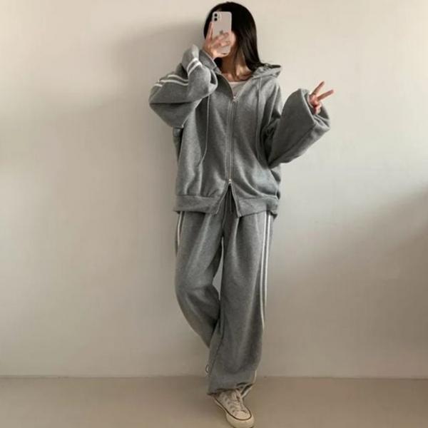 스트링 조거 트레이닝 후드집업 여성 셋업