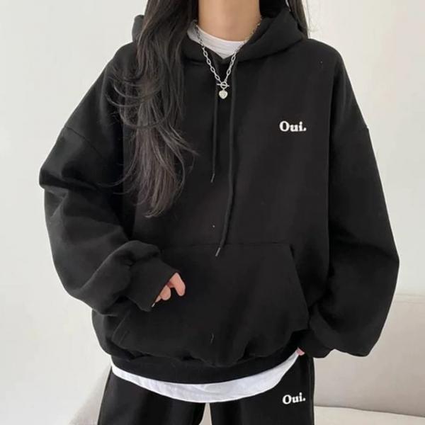프린팅 로고 레터링 데일리 여성 후드티 셋업