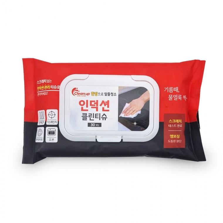 인덕션 클린티슈 30매 한장으로 알뜰청소 다목적 세정티슈