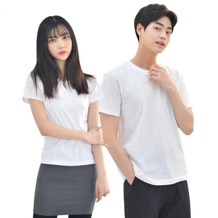 라인핏 GBM 화이트 남녀공용 이너웨어 티셔츠 기본 졸업사진 민무늬티셔츠
