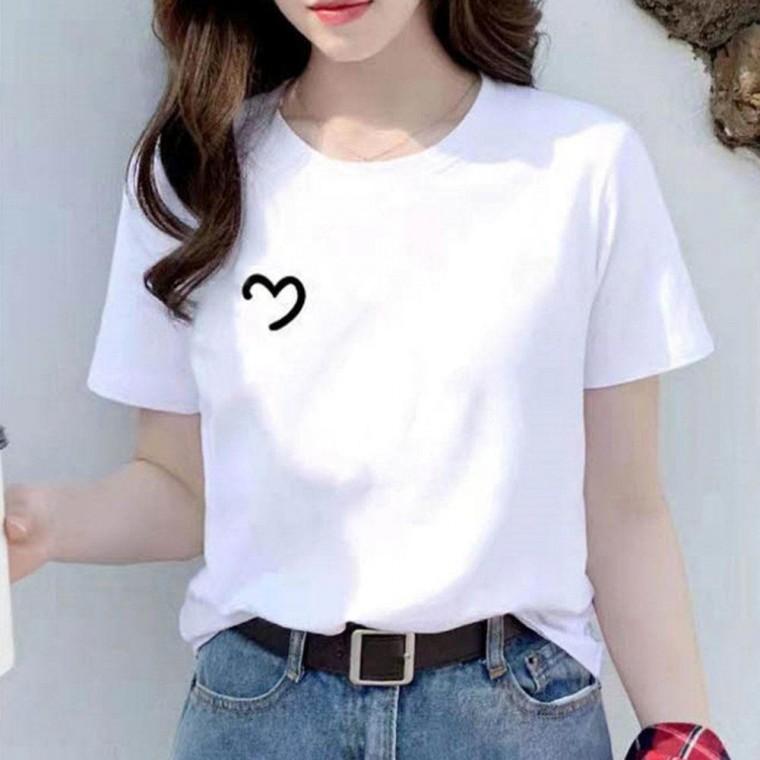 라운드넥 여자 여성 반팔티 면 화이트 좋은 코디 하기 여자 여성 라운드 크롭 셔츠