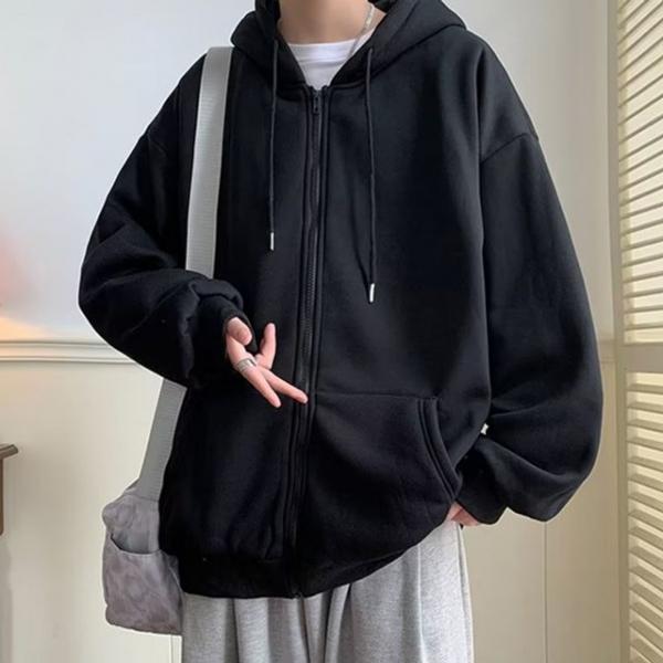 남성 데일리 오버핏 편한 차콜 후드집업