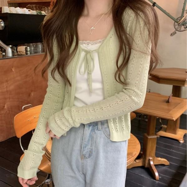 러블리 펀칭 여성 볼레로 레이어드가디건