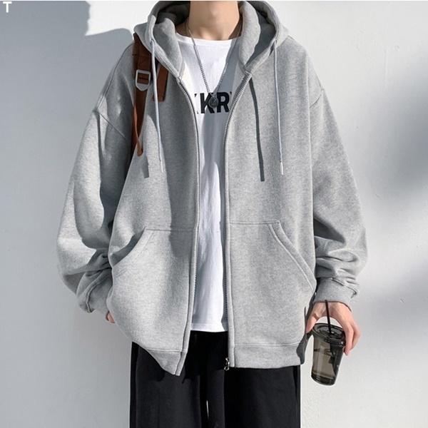 남녀공용3컬러 루즈핏 커플후드 집업아우터 IS-JK38N