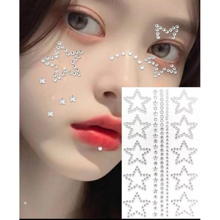 파츠 얼굴 페이스 타투 워터밤 스티커 문신 바다 포인트 미니 흑백 블랙 남녀 공용 무대 공연