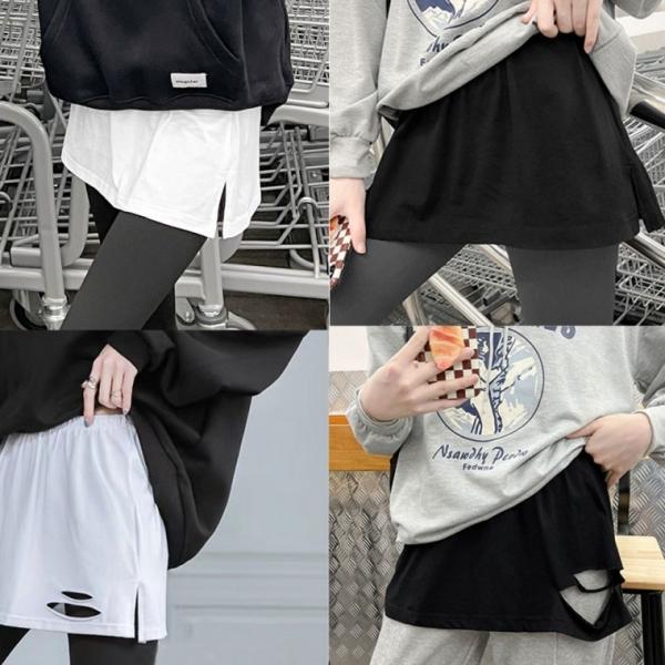 패션 레이어드 이너스커트 페이크 허리밴딩 레깅스 스커트 옆트임 치마