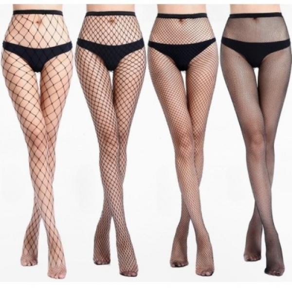 망사 스타킹 4종 세트 그물 패턴 가터 클럽룩 시스루 투명 팬티 망 타이즈 레이스