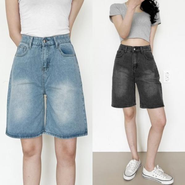데이온 5부 코튼 와이드 반바지
