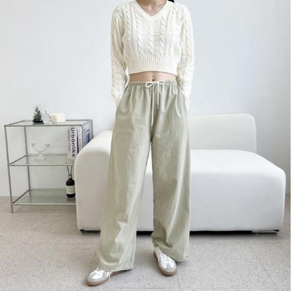 여성 츄리닝 트레이닝 운동복 스트링 바지 조거 와이드 팬츠