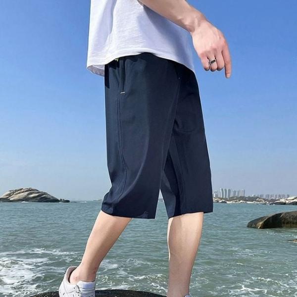 남성 여름 5부 시원한 재질 반바지 허리밴딩 데일리 팬츠
