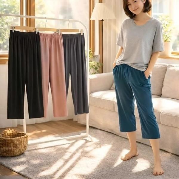 부들부들 모달 7부 반바지 잠옷 홈웨어 허리편한 밴딩 파자마 데일리 팬츠
