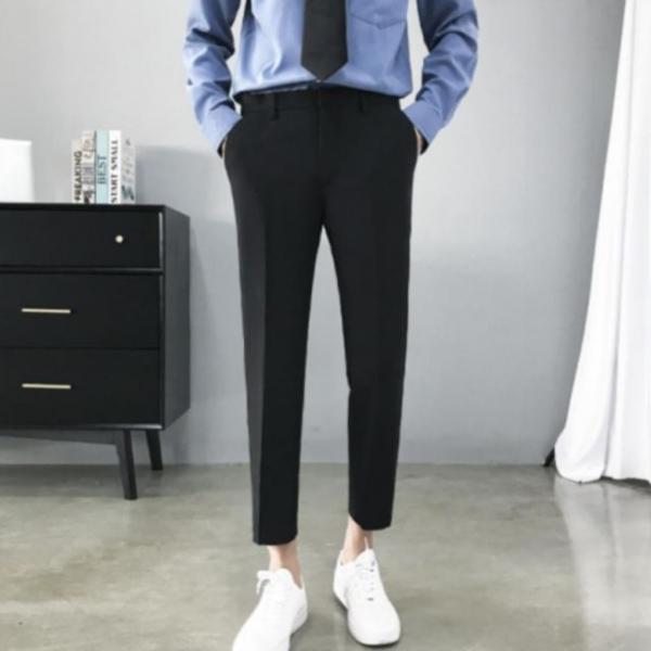 남자 일자 슬랙스 팬츠 와이드 정장 바지 9부 3컬러
