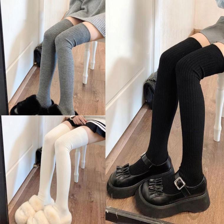 여성 패션 롱양말 스트라이프 오버 골지 니삭스