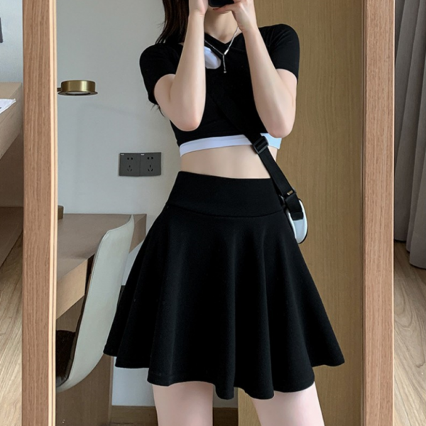 속바지 일체형 테니스 플레어 밴딩 미니 스커트