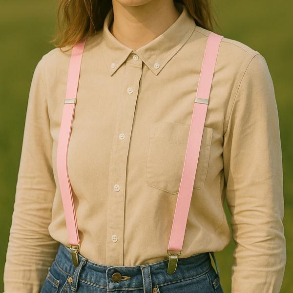 컬러 정장 멜빵 서스펜더 핑크 바지 멜빵끈
