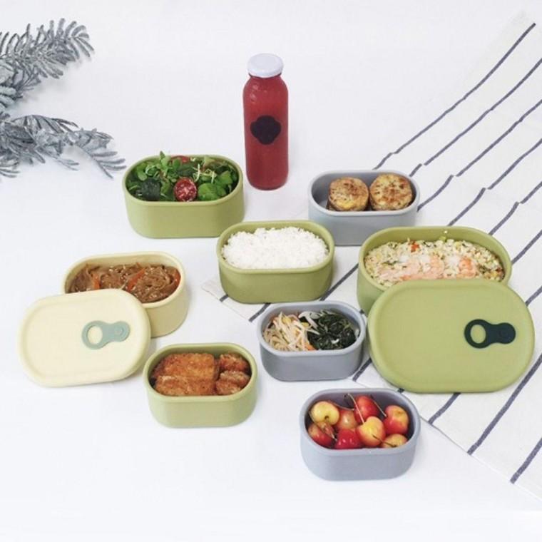 실리콘 스팀홀 용기 650ml 타원형 밀폐 밀페용기 전자 렌지 전자레인지 반찬통 렌지용
