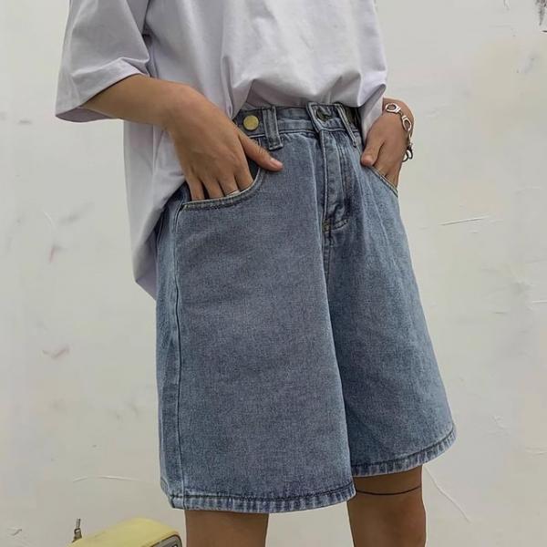여성 뒷 허리 밴딩 편안한 코디 데님 청 반바지
