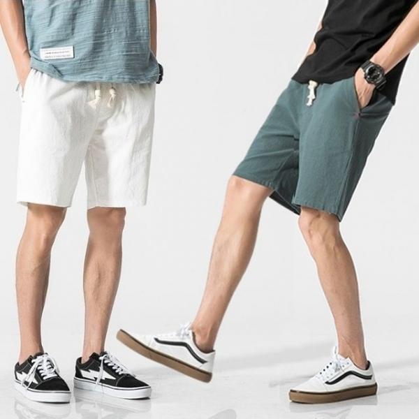 남자 여름 휴가 5부 밴딩 면마 반바지