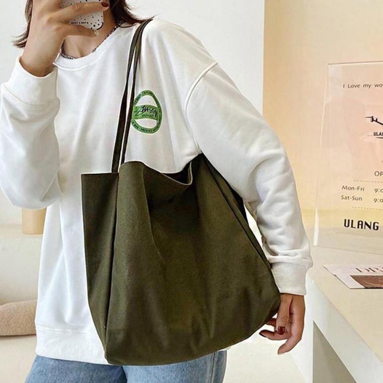 데일리 외출 가방 무지 디자인 패브릭 여성 숄더백