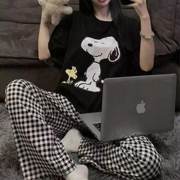 이지핏 체크팬츠 수면잠옷 여름잠옷 여성잠옷 파자마파티 잠옷 파자마잠옷 긴바지 잠옷세트 츄리닝