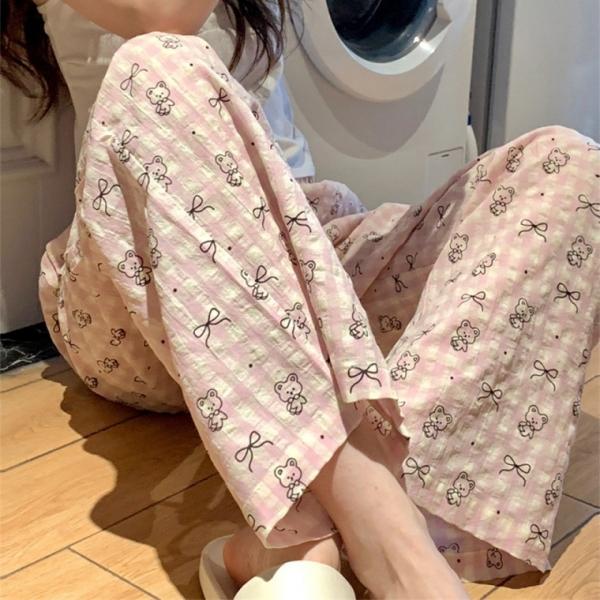 여름 패턴 긴바지 수면잠옷 여름잠옷 여성잠옷 파자마파티 잠옷 파자마잠옷 반바지 잠옷세트 츄리닝
