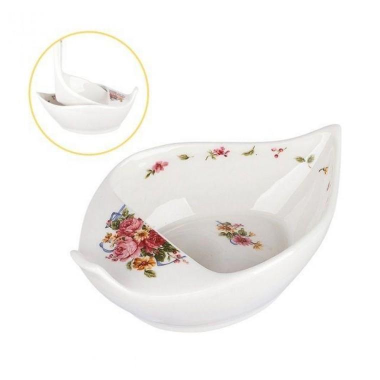 도자제 국자 거치대 약14xH5cm 꽃무늬 받침대