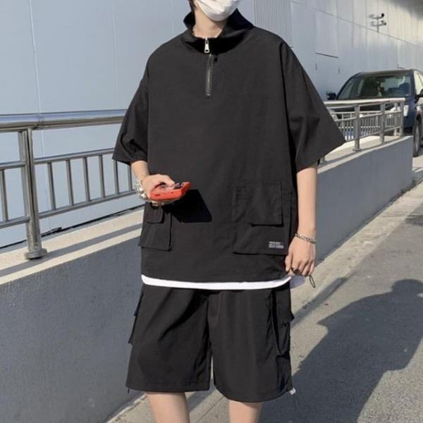 남성 여름 트레이닝 세트 아노락 반팔 반바지 셋업