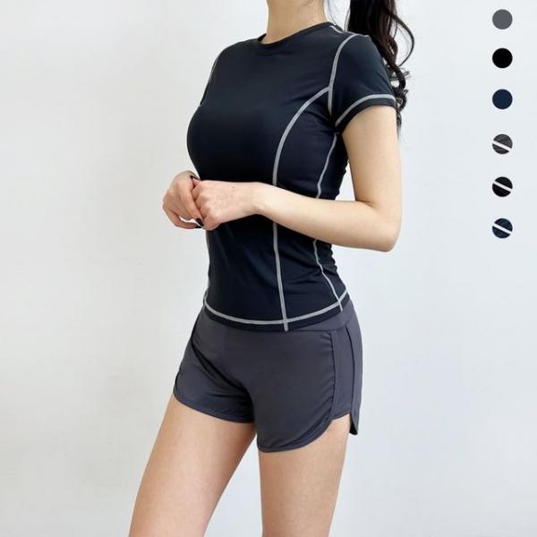 ALL4059 여자두줄요가 스포츠레쉬가드3부반바지