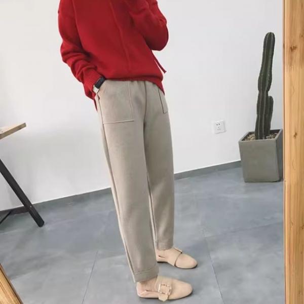 F006459_허리밴딩 사각주머니 배기팬츠 모직배기 바지