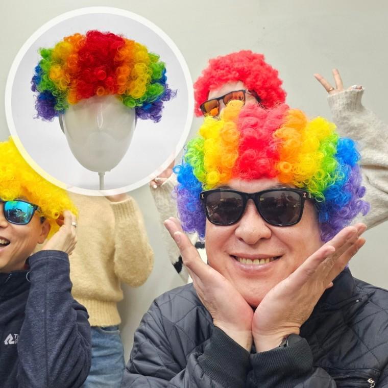 폭탄머리 인생사진 네컷 폭탄 뽀글머리 가발 레인보우 웃긴가발