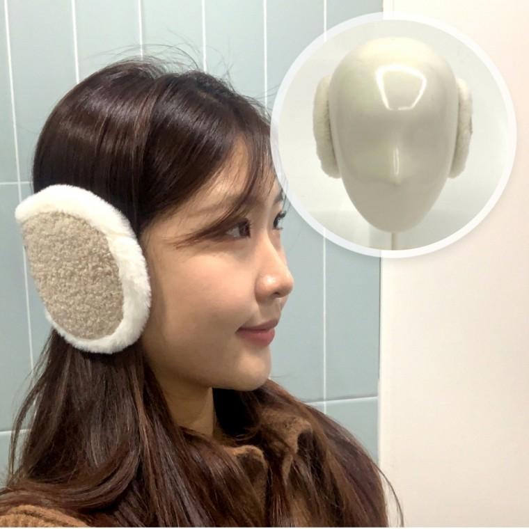 귀도리 겨울 방한 뽀글이 왕 귀마개 베이지 골프귀마개