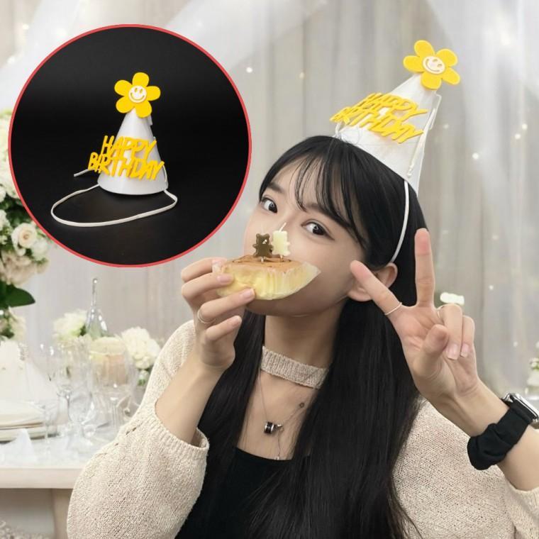 생일축하모자 플라워 펠트 꼬깔모자
