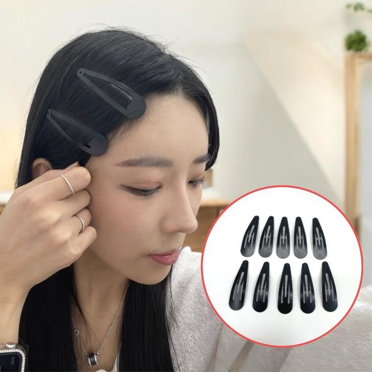 왕똑딱핀 똑딱핀 머리핀 검정 6.8cm 10P