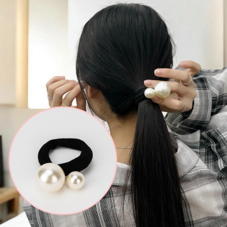 진주머리끈 진주 쌍방울 머리끈 방울머리끈