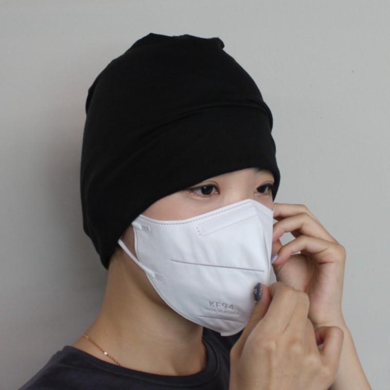 암환자모자 항암 암환자 두겹 비니모자 블랙 항암두건