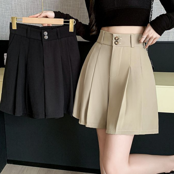 하이웨스트 투버튼 A라인 치마바지
