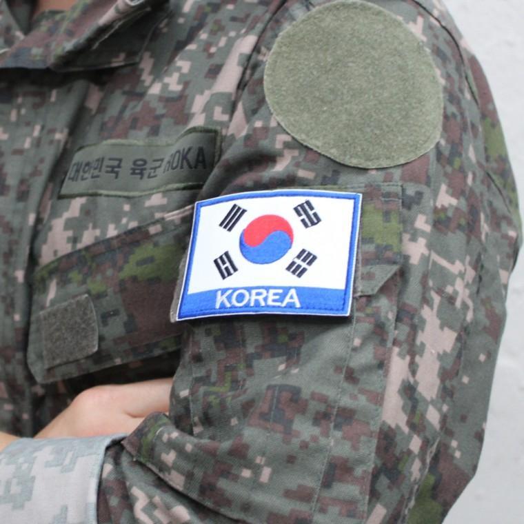찍찍이패치 자수 기 와펜 패치 파랑 찍찍이와펜